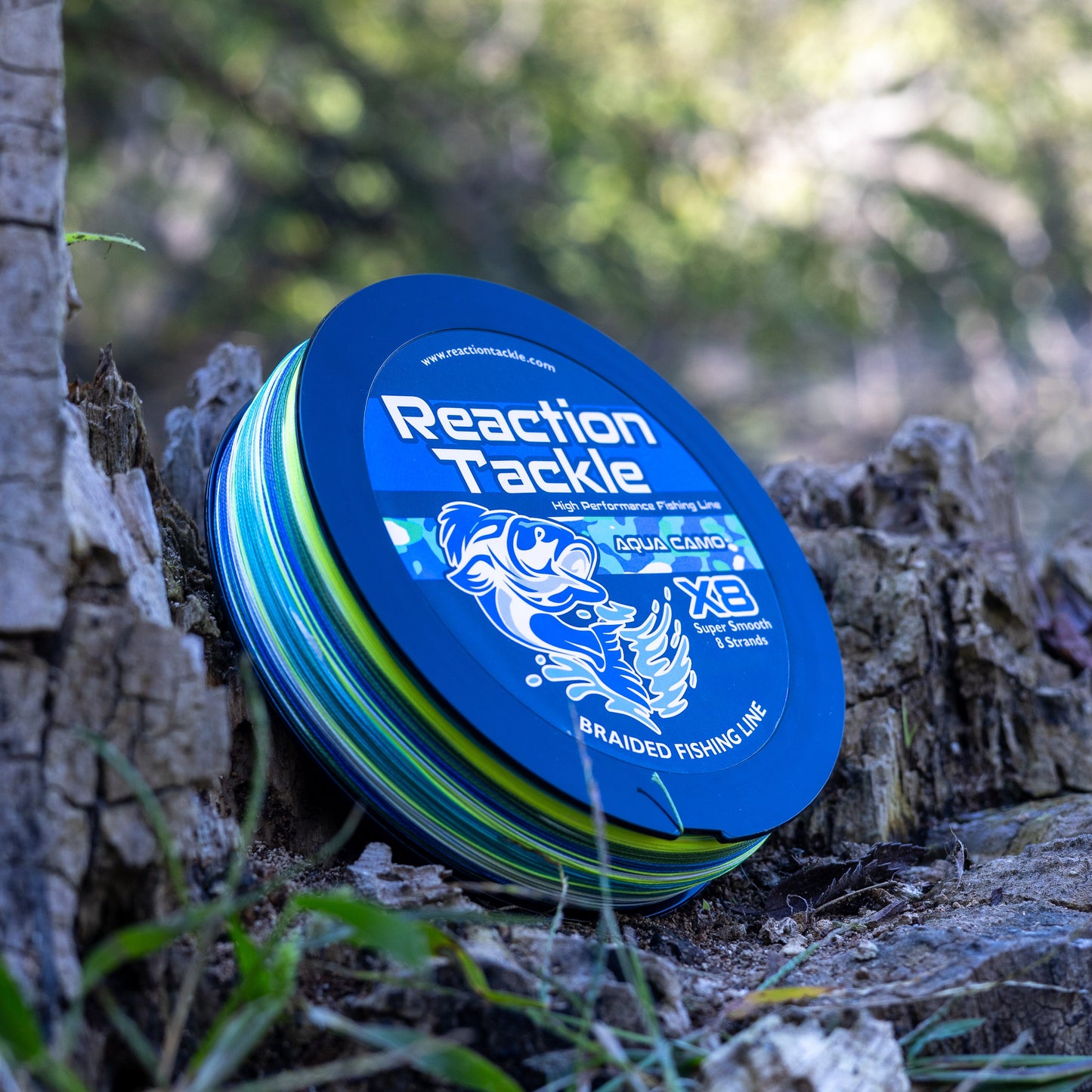 Ligne de pêche tressée Reaction Tackle X8 - Aqua Camo 8 brins