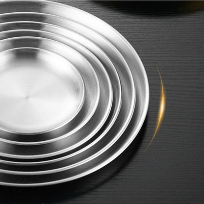Stainless steel round plates, 4-piece set, silver finish, Perfecsy on Tampa Home & Garden Store