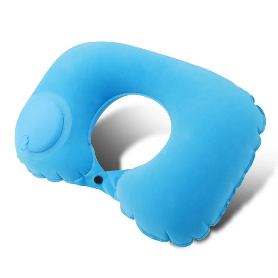 UpTrend Deals inflatable neck pillow blue with flocked surface for travel on Tampa Home & Garden Store
