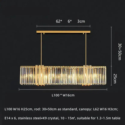 DecorBites Luxe E14 LED crystal pendant chandelier, gold finish with crystal rods on Tampa Home & Garden Store