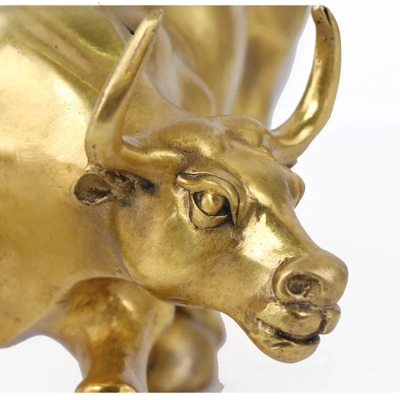Brass ox bull figurine with gilded finish, 12cm, stock market Feng Shui statue by Perfecsy on Tampa Home & Garden Store