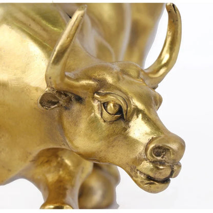 Brass ox bull figurine with gilded finish, 12cm, stock market Feng Shui statue by Perfecsy on Tampa Home & Garden Store