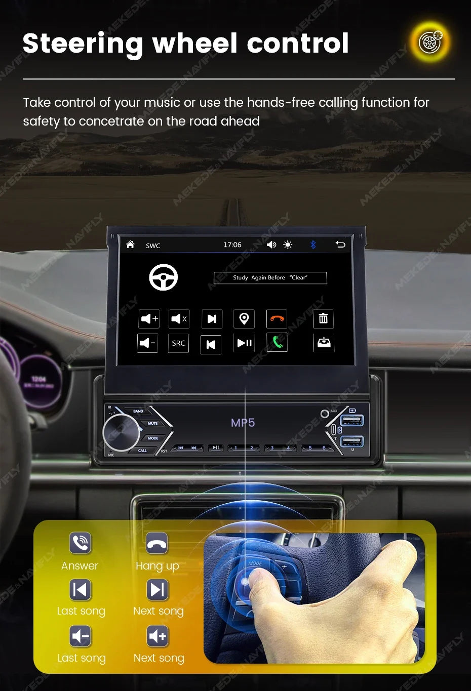 1-DIN 7-inch retractable car stereo with touchscreen MP5 CarPlay by UpTrend Deals on Tampa Home & Garden Store
