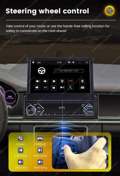 1-DIN 7-inch retractable car stereo with touchscreen MP5 CarPlay by UpTrend Deals on Tampa Home & Garden Store