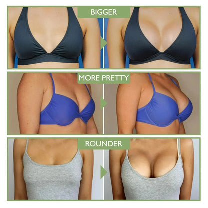 Silcy Skin Breast Enlargement Cream collage shows bigger lift in black and blue bras on Tampa Home & Garden Store