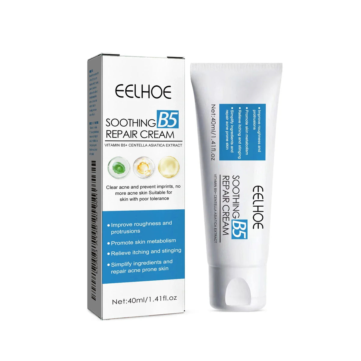 Soothing B5 Repair Cream box and tube, white packaging with blue label, EELHOE brand on Tampa Home & Garden Store