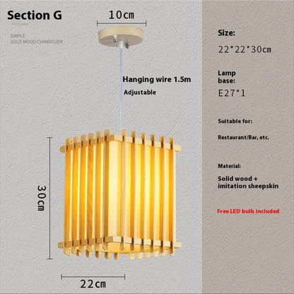 Perfecsy solid wood pendant light with vertical slats, 22x22x30 cm, E27 base, 1.5m hanging wire on Tampa Home & Garden Store
