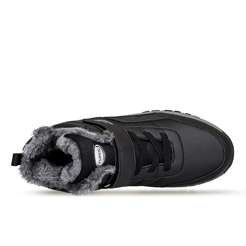 Winter boots for men UpTrend Deals black waterproof upper with gray faux fur lining on Tampa Home & Garden Store