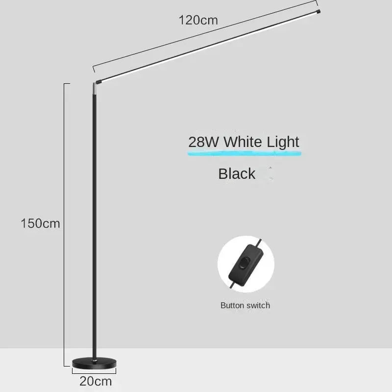 DecorBites LED Floor Lamp black metal minimalist reading fixture with 28W white light on Tampa Home & Garden Store