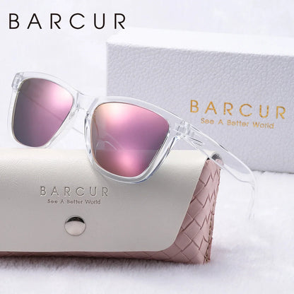 BARCUR polarized sunglasses for women, transparent frame, pink mirrored UV400 lenses on Tampa Home & Garden Store