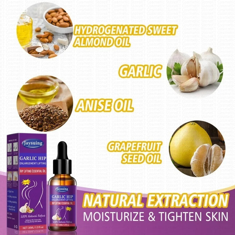 Garlic hip enlargement essential oil bottle by Jaysuing with purple packaging on Tampa Home & Garden Store