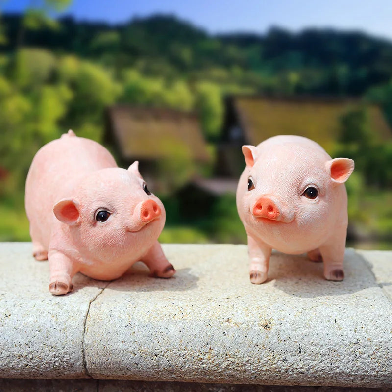 Two pink pig resin statues for garden decor, cute pig figurines by Perfecsy on Tampa Home & Garden Store