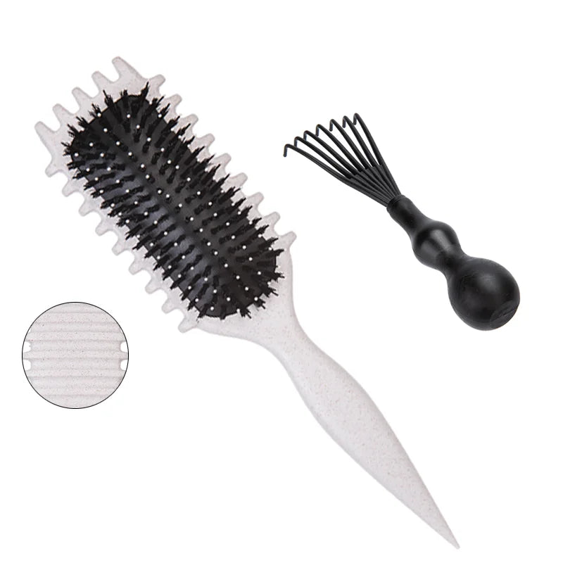 Detangling candy brush with black bristles and white handle, includes black cleaning claw, 2pc on Tampa Home & Garden Store