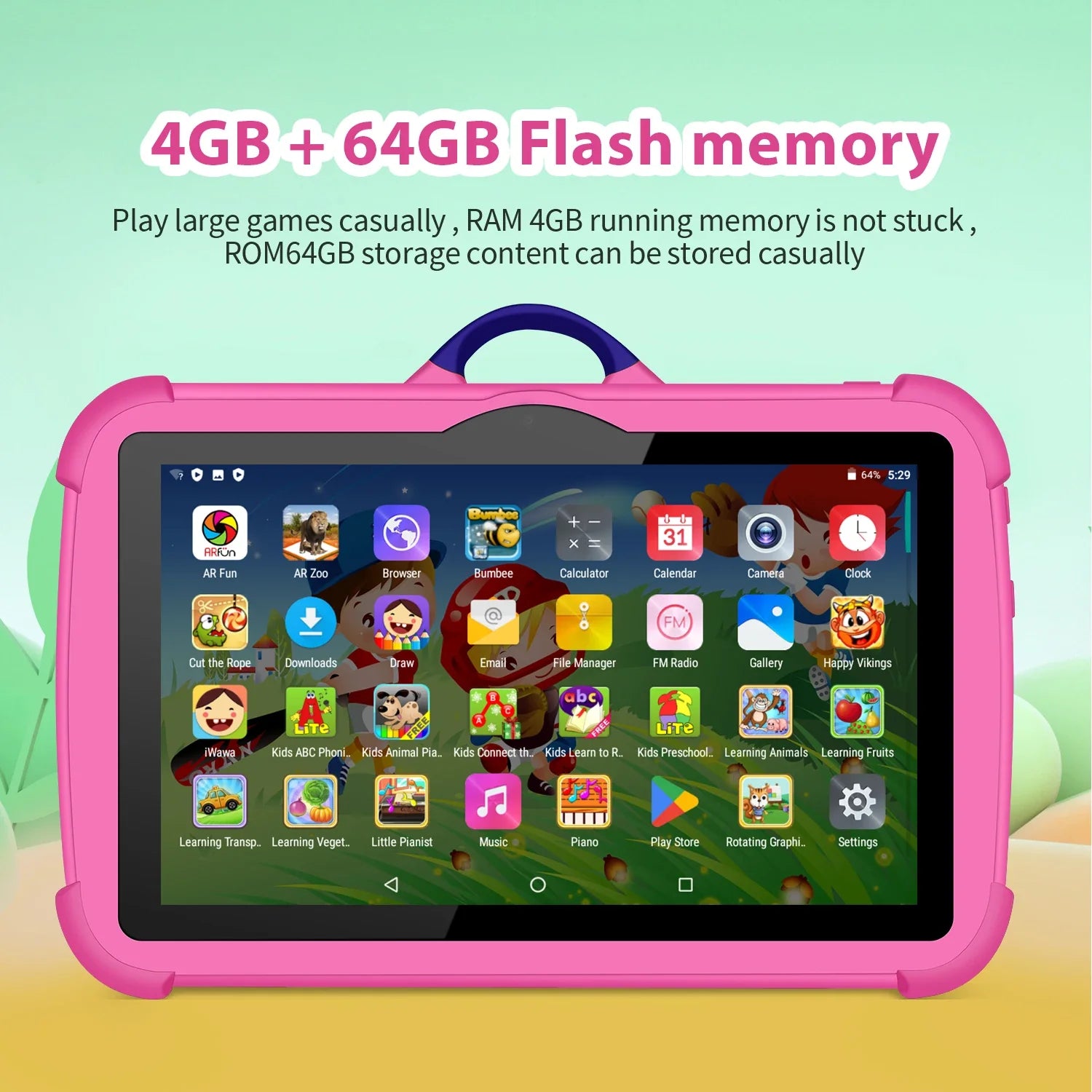 Cartoon Pattern Kids Tablet 7in pink quad-core 4GB RAM 64GB ROM FLIPSTYLEZLLC on Tampa Home & Garden Store