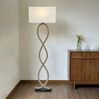 DecorBites Hemp Rope Fabric Shade LED Floor Lamp