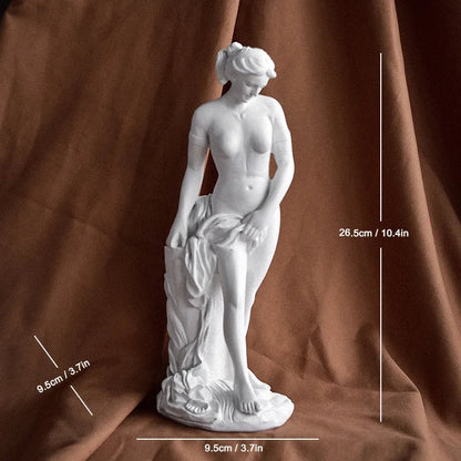 Perfecsy white resin Venus Emerging Goddess statue, classical Aphrodite decor, 26.5 cm tall on Tampa Home & Garden Store