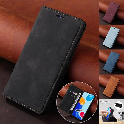 Leather Wallet Flip Case With Inbuilt Stand