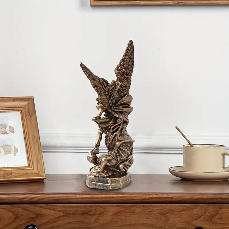 Saint Michael resin statue with bronze finish decor by Perfecsy on Tampa Home & Garden Store