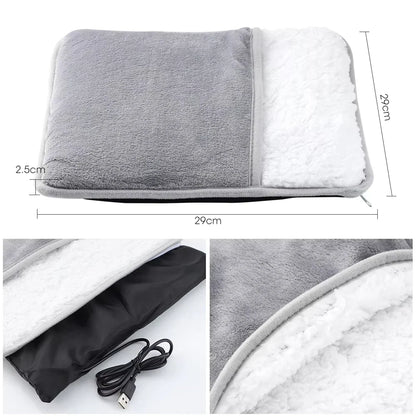 Foot heating pad by Silcy Skin, plush grey with white fleece, USB powered, 29x29cm on Tampa Home & Garden Store