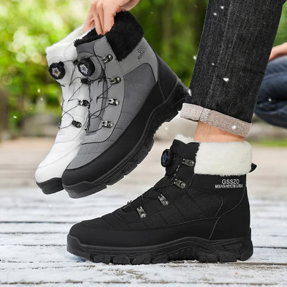 Mens Winter Snow Boots UpTrend Deals black gray fur-lined boots pair with durable sole on Tampa Home & Garden Store