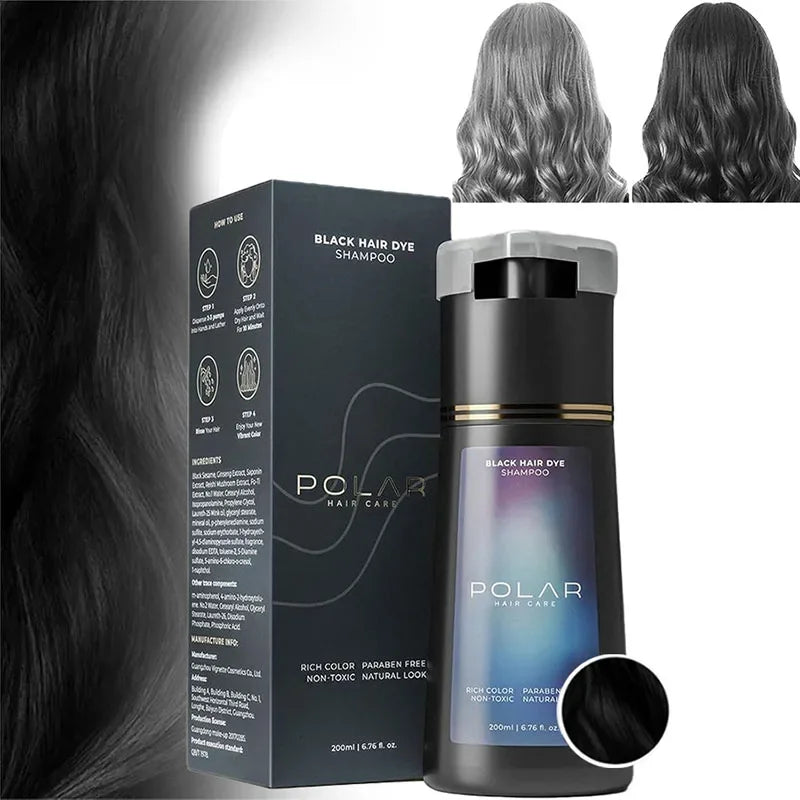 Polar Black Hair Dye Shampoo bottle and box with gradient label on Tampa Home & Garden Store