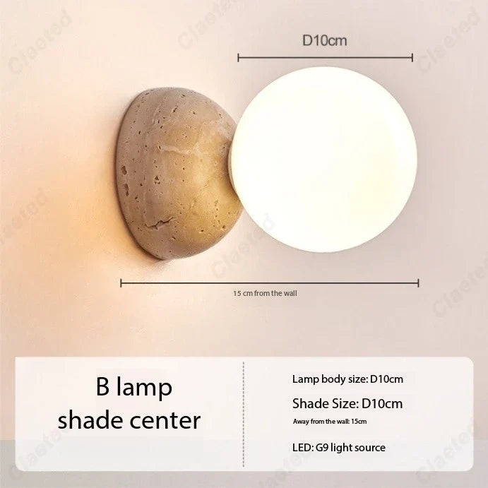 Creative Retro LED Cream Wind Tunnel Stone Lamp by Perfecsy, wall-mount with white shade on Tampa Home & Garden Store