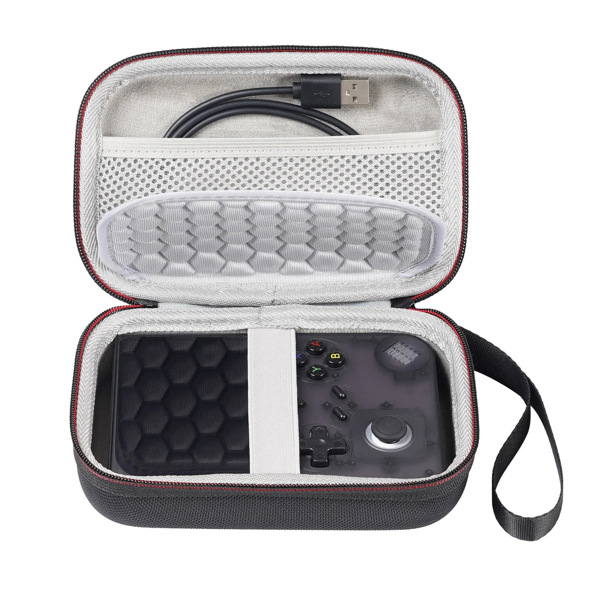 Hard-shell travel case for Anbernic RG40XXV handheld console by FLIPSTYLEZLLC, gray interior on Tampa Home & Garden Store