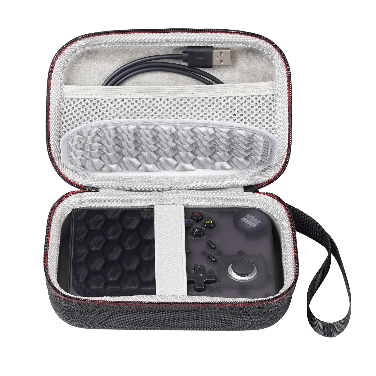 Hard-shell travel case for Anbernic RG40XXV handheld console by FLIPSTYLEZLLC, gray interior on Tampa Home & Garden Store