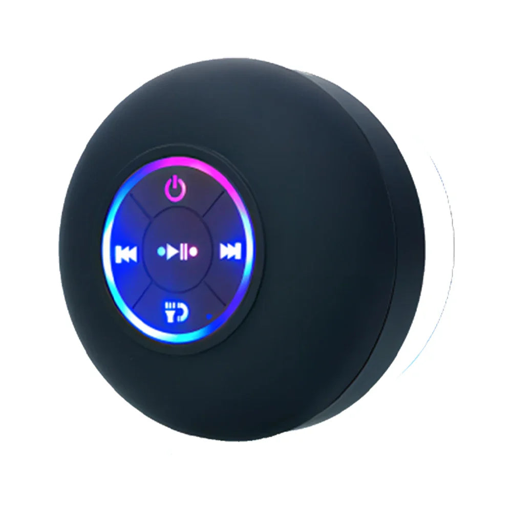 Portable Waterproof Bluetooth Speaker with LED Light Suction Cup Outdoor