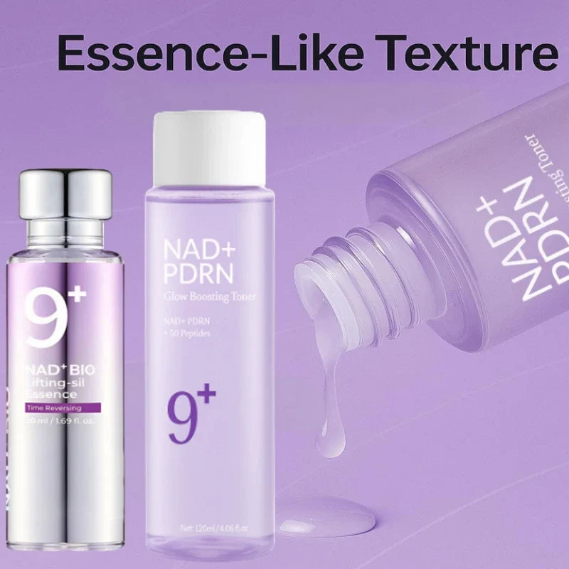 NAD+ BIO Lifting-sil serum and NAD+ PDRN Glow Boosting Toner in purple bottles, Silcy Skin, 2 pcs on Tampa Home & Garden Store