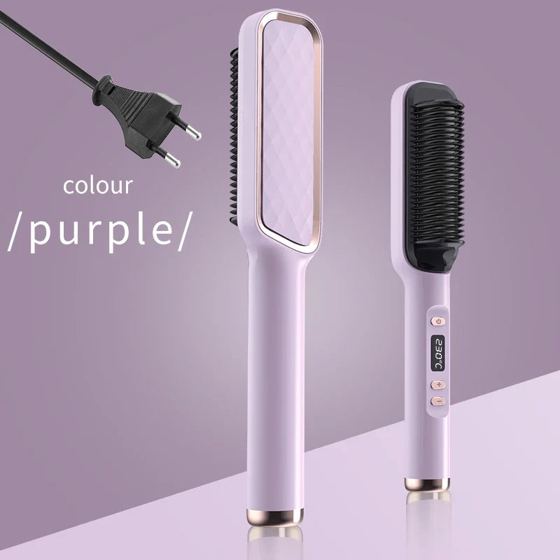 Silcy Skin purple electric hot comb with anti-scald straightening brush and digital controls on Tampa Home & Garden Store
