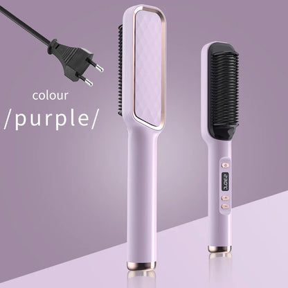 Silcy Skin purple electric hot comb with anti-scald straightening brush and digital controls on Tampa Home & Garden Store