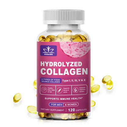 Hydrolyzed Collagen capsules with hyaluronic acid by Silcy Skin, pink label bottle, 120 capsules on Tampa Home & Garden Store