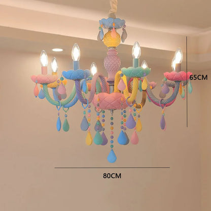 DecorBites Kids Room LED Macaron Ceiling Chandelier pastel beads with teardrop prisms on Tampa Home & Garden Store