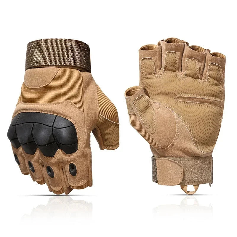 Tactical gloves Touch Design tan by BikerZoneZ with knuckle guard and wrist strap pair on Tampa Home & Garden Store