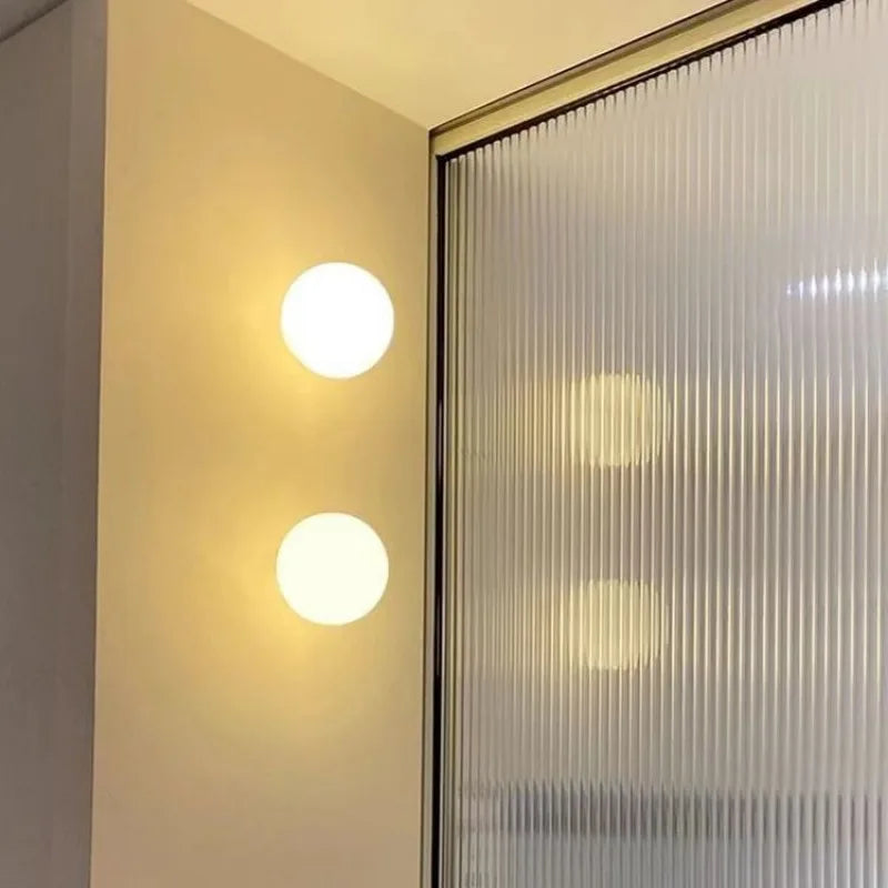 Glass Ball Wall Sconce LED Bedroom Bedside Living Room Bathroom Minimalist Light