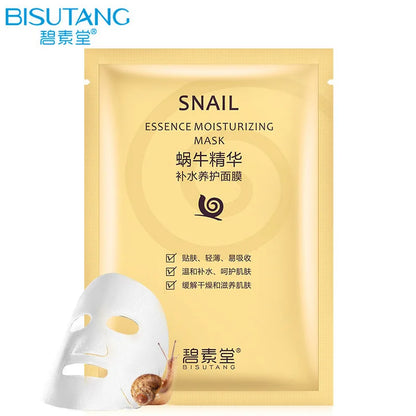 Bisutang snail essence mask sheet 10pcs gold packaging anti aging hydrating facial mask on Tampa Home & Garden Store