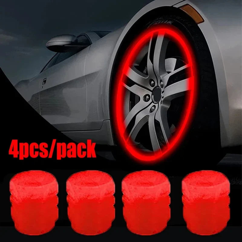 Luminous valve stem caps red glow dustproof 4pcs pack BikerZoneZ on Tampa Home & Garden Store
