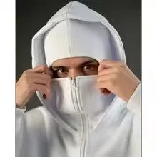 Men's Balaclava Zip Hoodie white hooded jacket with built-in face mask UpTrend Deals on Tampa Home & Garden Store