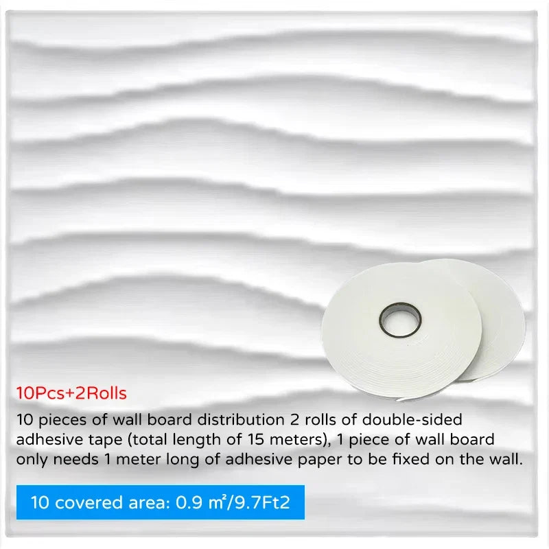 10Pcs 30x30cm 3D wave wall panels with 2 rolls tape for living room decor Perfecsy on Tampa Home & Garden Store