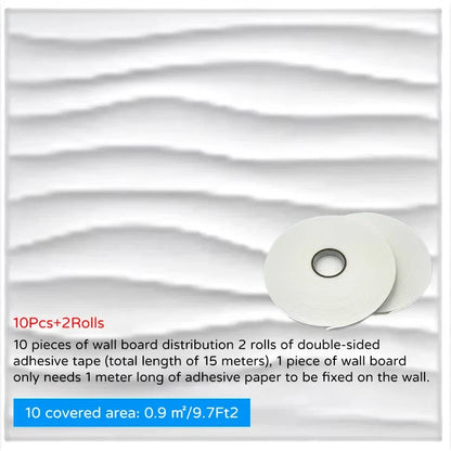 10Pcs 30x30cm 3D wave wall panels with 2 rolls tape for living room decor Perfecsy on Tampa Home & Garden Store