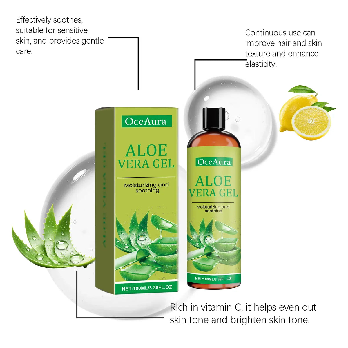 Aloe Vera Gel Silcy Skin bottle and box with green label and aloe artwork 100ml on Tampa Home & Garden Store