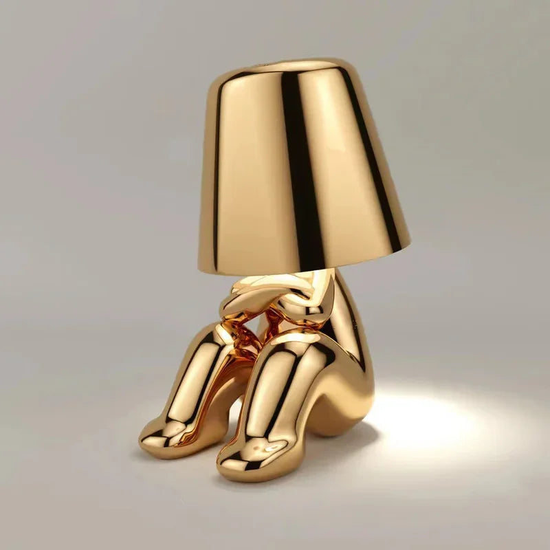 Nordic Golden Man Table Lamp LED USB Bedside Light Luxury Modern Room Decor