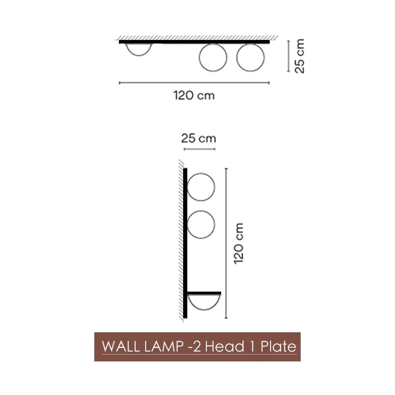 DecorBites LED Art Deco Plant Wall Lights, two-head wall lamp on a single plate, black Nordic design on Tampa Home & Garden Store