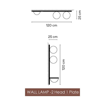 DecorBites LED Art Deco Plant Wall Lights, two-head wall lamp on a single plate, black Nordic design on Tampa Home & Garden Store