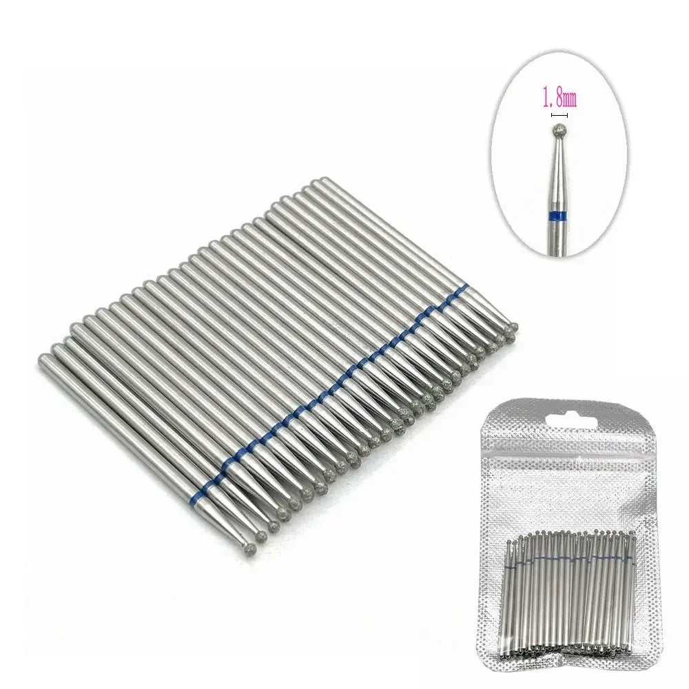 50pc diamond nail drill cuticle clean bit set for manicure Silcy Skin silver bits with blue bands and 1.8mm tips on Tampa Home & Garden Store