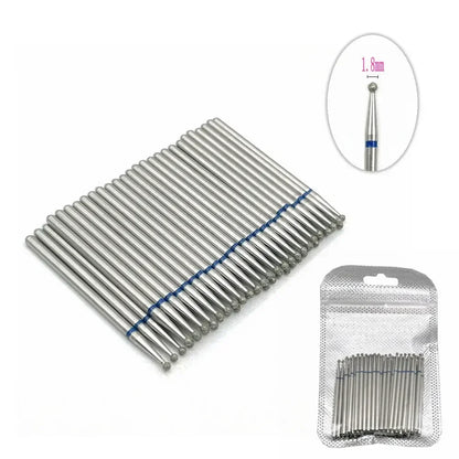 50pc diamond nail drill cuticle clean bit set for manicure Silcy Skin silver bits with blue bands and 1.8mm tips on Tampa Home & Garden Store