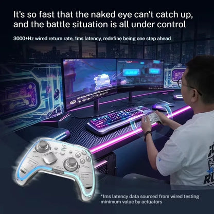 ZD Ultimate Legend Controller Elite, white-silver modular RGB wireless gamepad with blue glow on Tampa Home & Garden Store
