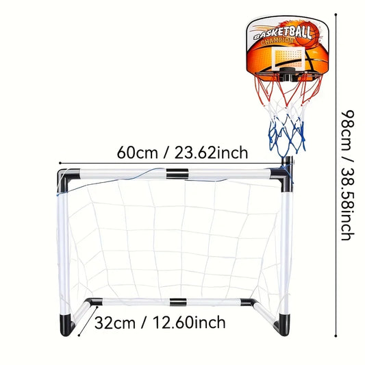 2-in-1 kids soccer goal and basketball hoop set, portable metal frame with net, FLIPSTYLEZLLC on Tampa Home & Garden Store