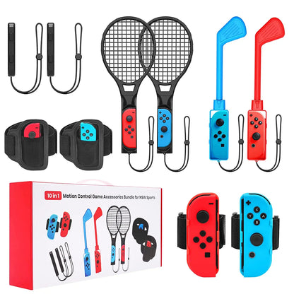 FLIPSTYLEZLLC 10 in 1 Switch sports kit with red blue Joy-Con grips, rackets and paddles on Tampa Home & Garden Store